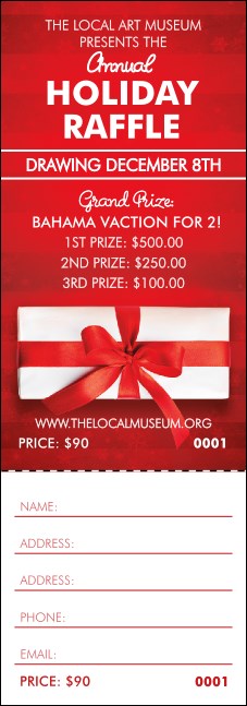 Holiday Gift Raffle Ticket Product Front