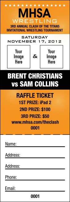 Wrestling Raffle Ticket (Orange)