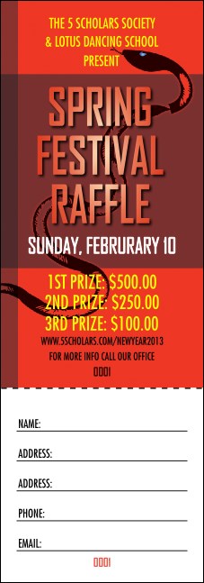 Chinese New Year Snake Raffle Ticket