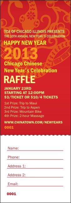 Chinese New Year Flower Snake Raffle Ticket