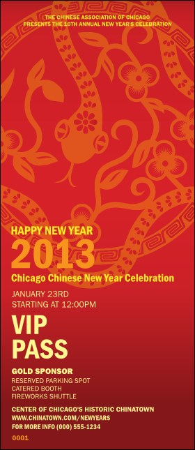 Chinese New Year Flower Snake VIP Pass