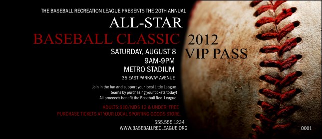 Baseball Stiches VIP Pass