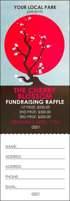 Cherry Blossom Circle Raffle Ticket Product Front