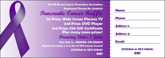 Purple Ribbon Raffle Ticket