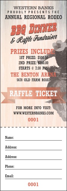 Bucking Bronco Rodeo Raffle Ticket