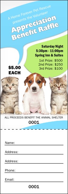 Animal Rescue Raffle Ticket Product Front