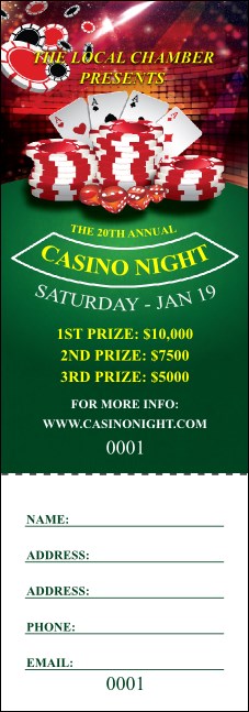 Casino Chips Raffle Ticket Product Front