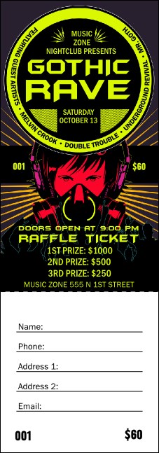 Goth Rave Raffle Ticket Product Front
