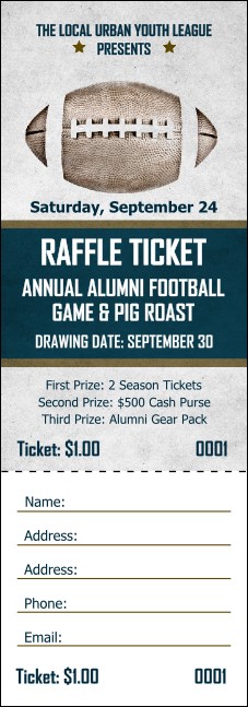 Football Blue Raffle Ticket