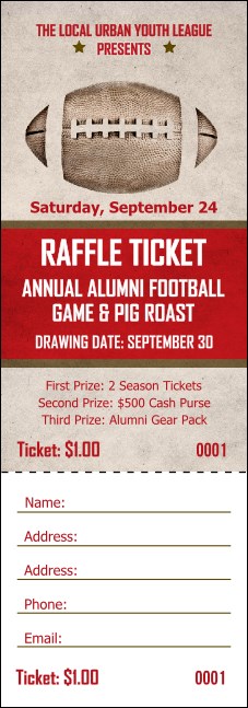 Football Red Raffle Ticket Product Front