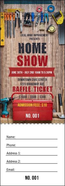 Home Improvement Raffle Ticket Product Front