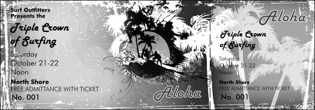 Aloha Event Ticket (black and white) Product Front