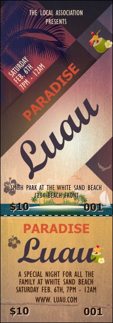 Paradise Event Ticket Product Front