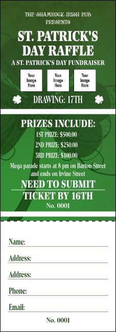 St. Patrick's Day Shamrock Raffle Ticket Product Front