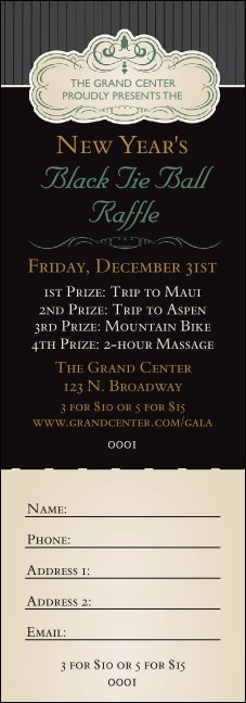 Classic Black Pinstripe Raffle Ticket Product Front