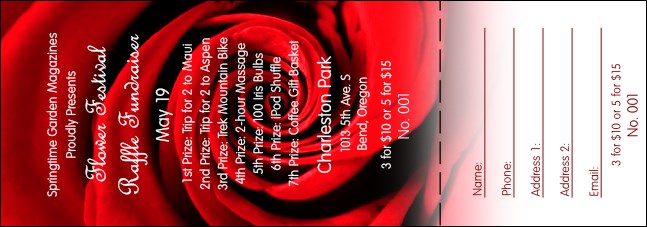 Red Rose Raffle Ticket Product Front