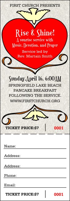 Religious Big Heart Raffle Ticket