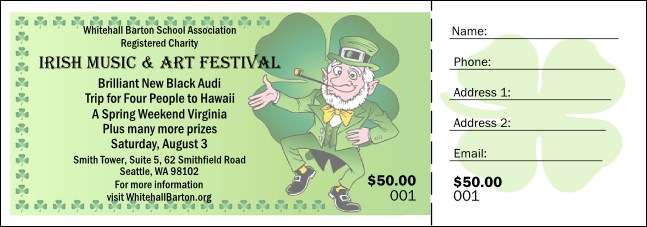 St. Patrick's Day Raffle Ticket Product Front