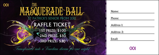 Masquerade Ball Raffle Ticket