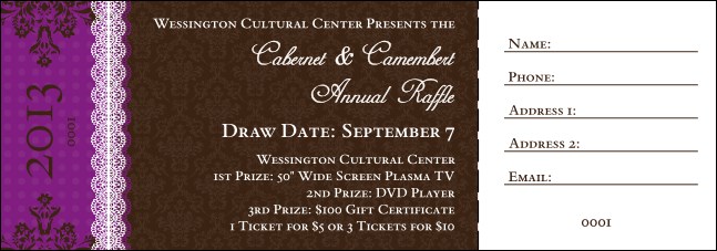 2012 Fancy Raffle Ticket Product Front