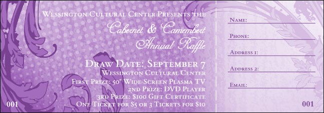 Year Classic Purple Raffle Ticket Product Front