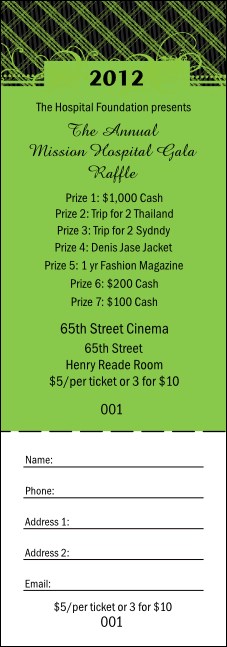 2012 Gala Plaid Green Raffle Ticket