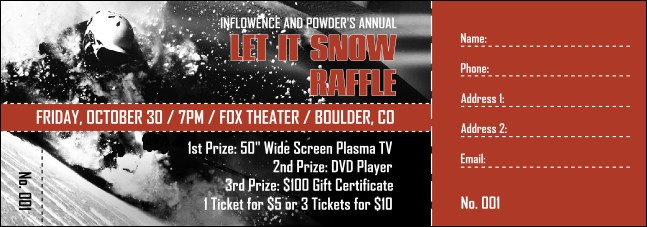 Snow Report Ski Raffle Ticket Product Front