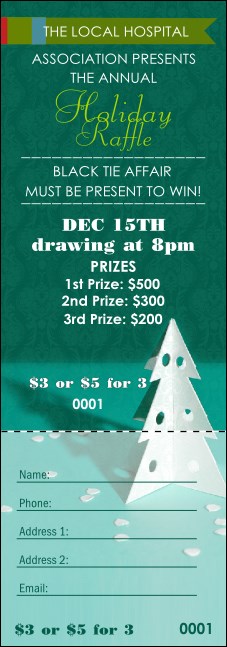 Paper Christmas Tree Raffle Ticket Product Front
