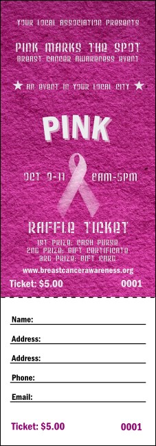 Breast Cancer Pink Ribbon Raffle Ticket