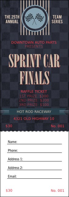 Car Racing Raffle Ticket Product Front
