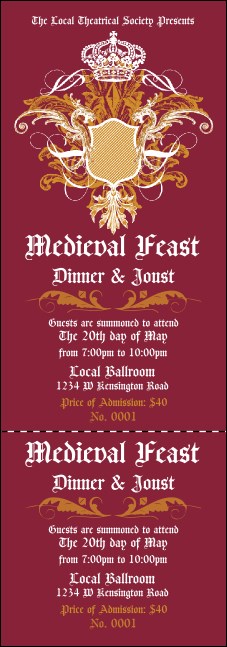 Medieval Banquet Event Ticket Product Front