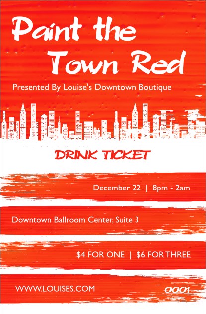 Paint The Town Red Drink Ticket Product Front