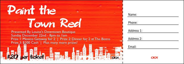 Paint The Town Red Raffle Ticket Product Front