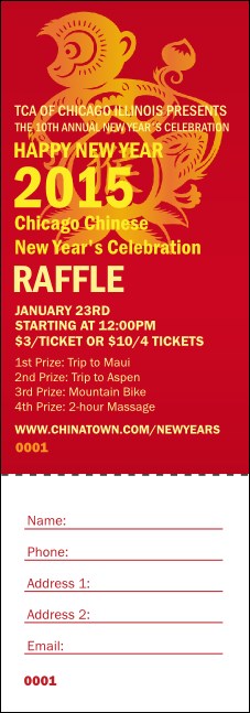 Chinese New Year Monkey Raffle Ticket