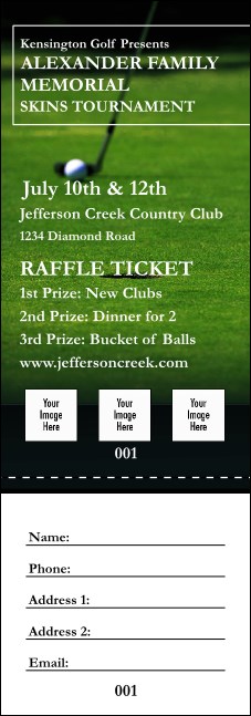 Golf Photo Raffle Ticket