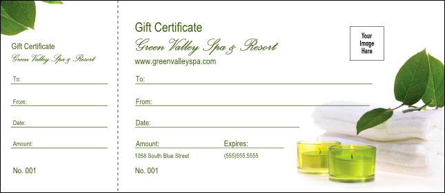 Spa Logo Gift Certificate Product Front