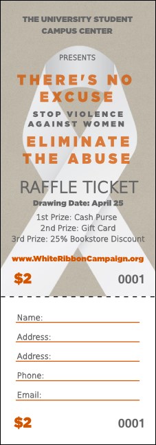 White Ribbon Raffle Ticket Product Front