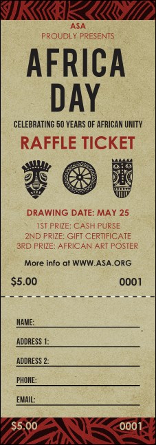 African Theme Raffle Ticket