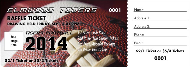 Football Schedule Raffle Ticket Product Front