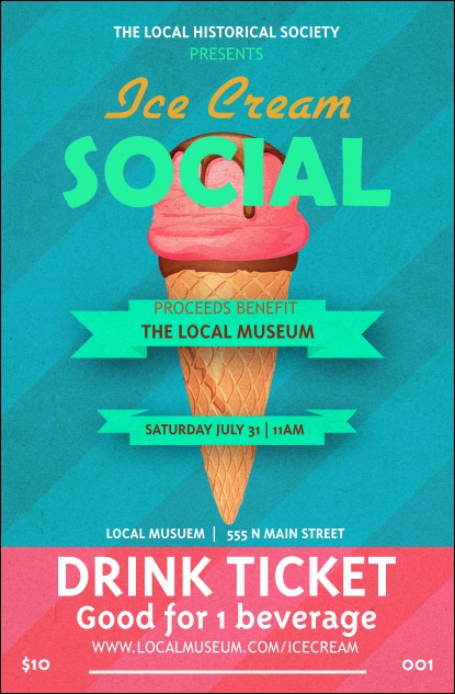 Ice Cream Social Drink Ticket Product Front