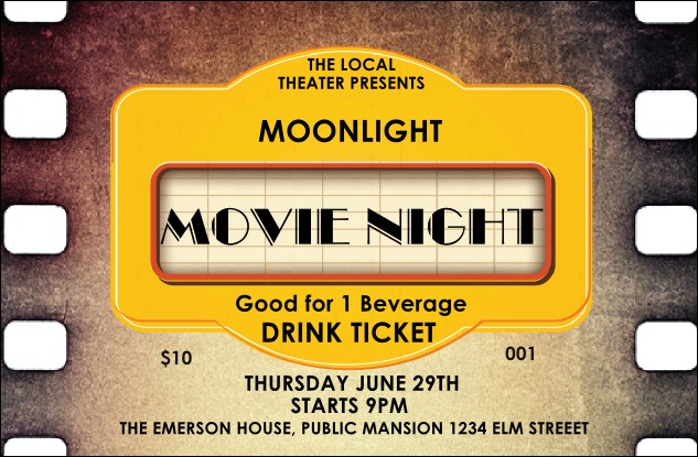 Movie Strip Drink Ticket Product Front