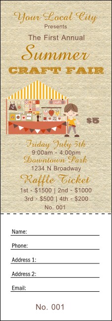 Craft Fair Raffle Ticket Product Front