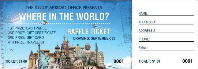 World Travel Raffle Ticket Product Front