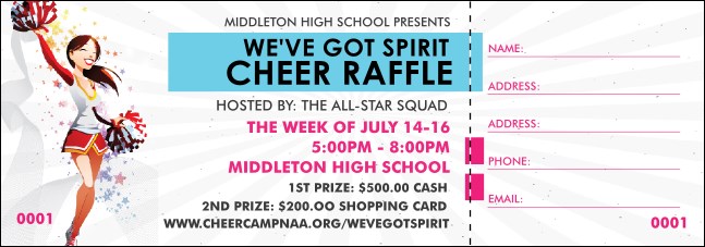 Cheerleading Spirit Raffle Ticket