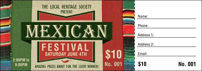 Mexican Hat Raffle Ticket Product Front