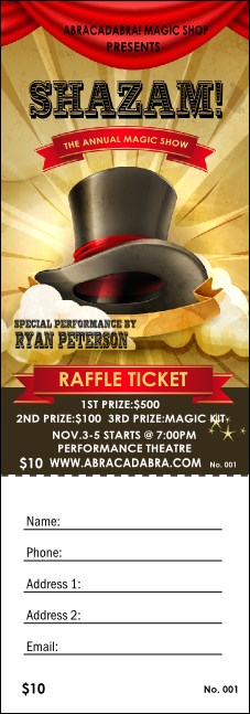 Magic Show Raffle Ticket Product Front