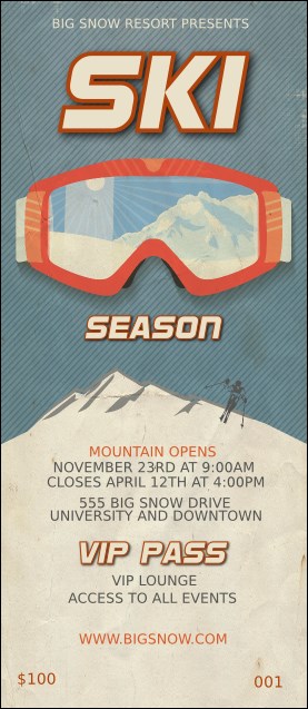 Ski Goggles VIP Pass Product Front