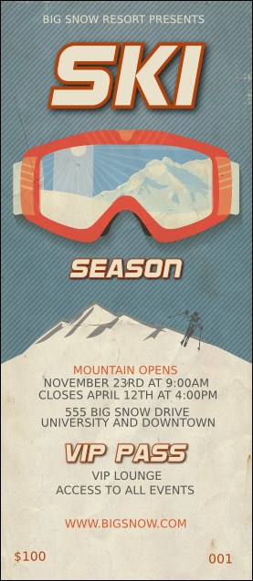 Ski Goggles VIP Pass