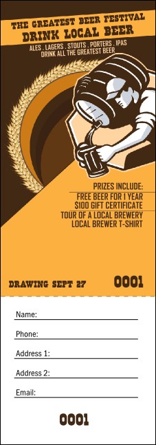 Beer Festival Artisan Raffle Ticket Product Front