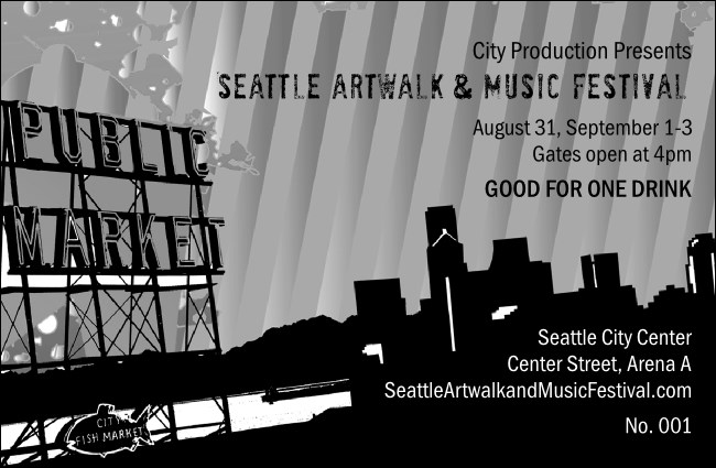 Black & White Seattle Drink Ticket Product Front